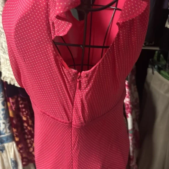 Ann Taylor Vibrant Pink Midi Dress 100% silk - Picture 5 of 5